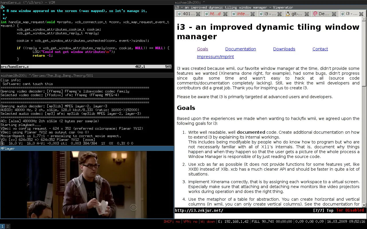 i3 tiling window manager (source: https://i3wm.org/)