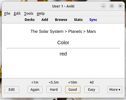 A card in Anki, created by Ankivalenz.